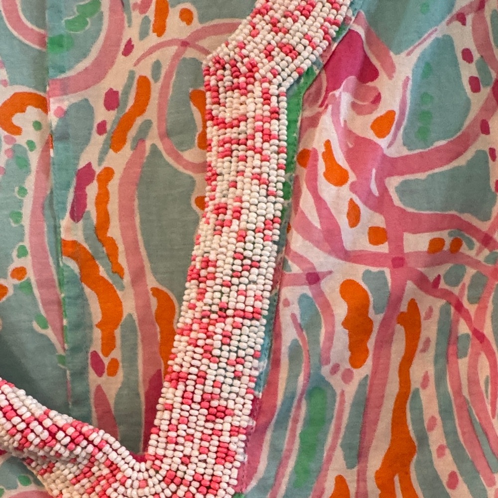 Lilly Pulitzer Turquoise Pink Orange Swirl Swim Coverup - Picture 3 of 8